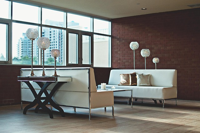 modern apartment interior with modular shelving and neutral palette